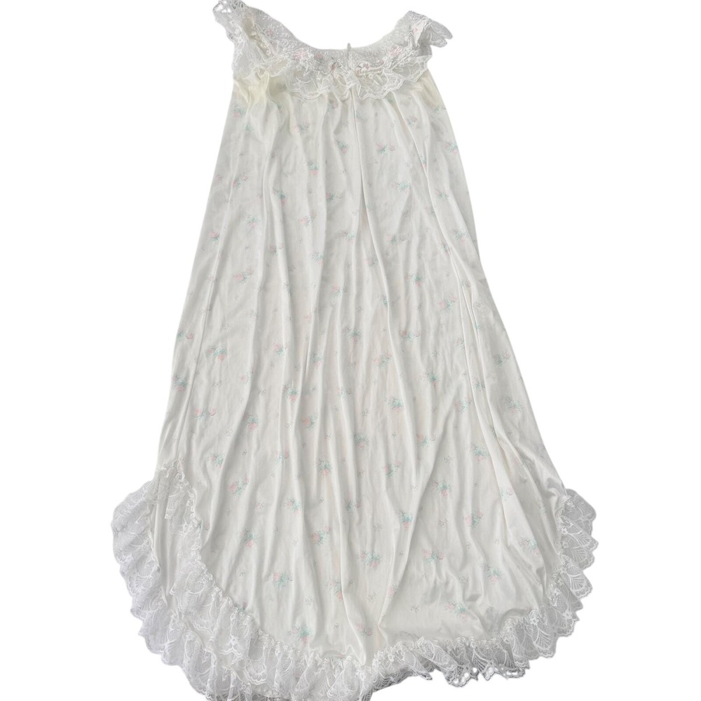 Vintage 90's Vandemere Floral Lace Nightgown Full Length Rose Print Cottagecore